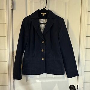 L.L. Bean Blazer Navy Blue Cotton Jacket Coat Women’s Sz 8-Reg